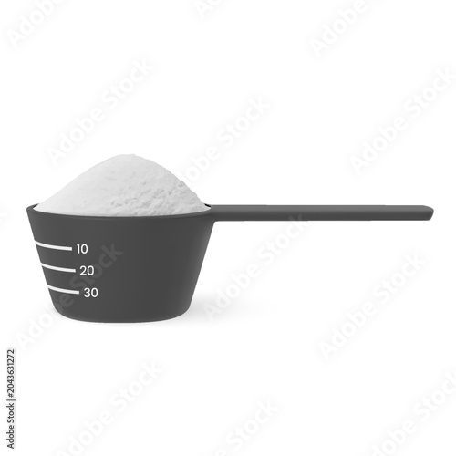 Canvas-taulu Realistic measuring spoon filled powder 30 ml, 3D scoop container with scale, ve