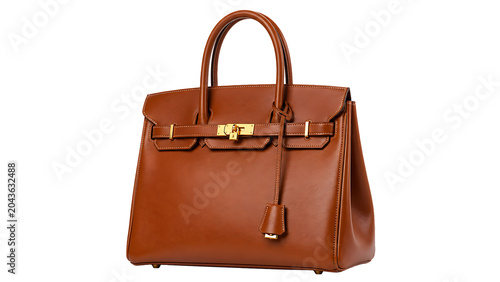 Luxurious Brown Leather Designer Handbag with Gold Hardware for Premium Fashion Retail and Accessory Branding Campaigns
