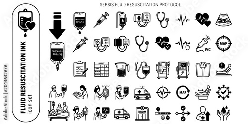 Фотография Sepsis Fluid Resuscitation Ink Black White-Crystalloid Bolus Hemodynamic Balance