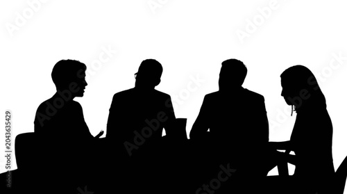 Bild auf Leinwand Four people having business meeting around table isolated on transparent backgro