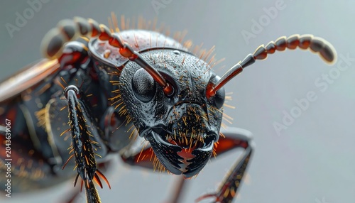 Macro View of a Black Bee Insect.