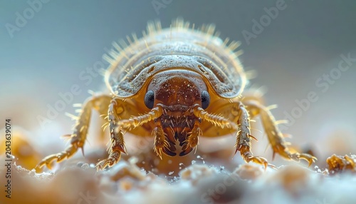 Macro View of Mite on White Surface.