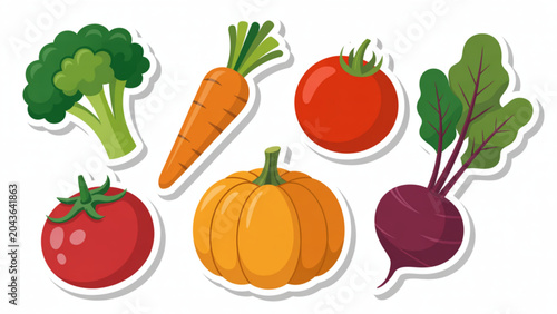 Colorful fresh vegetables illustration of tomato carrot beetroot and apple Vector