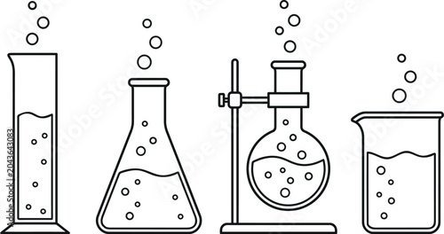Tableau sur toile Laboratory equipment line icons set