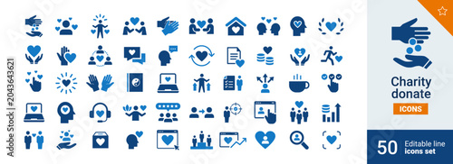 Charity Basic icons Pixel perfect. donate, Team, work,...	
