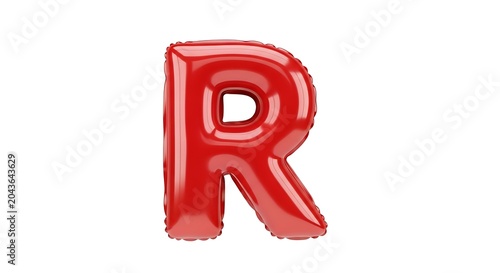 Red balloon letter r isolated on white background