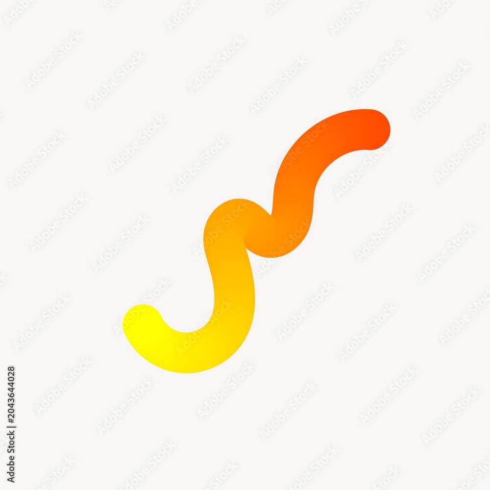 Fototapeta premium Abstract wavy shape in gradient yellow to orange on a white background.