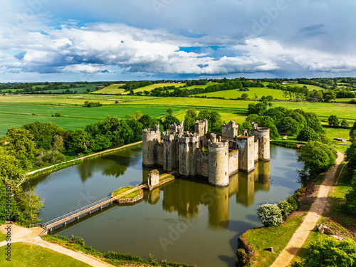 Konstfotografi Bodiam Castle from a drone, Bodiam, Robertsbridge, East Sussex, England