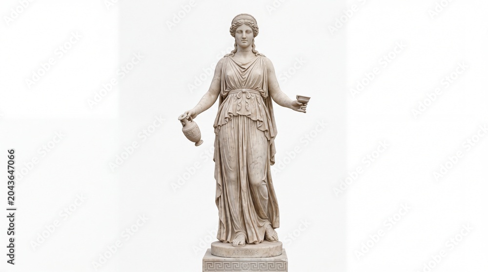 Fototapeta premium Ancient greek goddess statue holding a vase and a cup