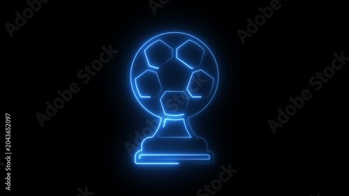Glowing neon trophy animation, success and victory concept, vibrant 4k