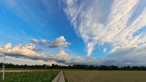 4K Timelapse with moving clouds near Schiltorn, Plattling, Deggendorf, Bavaria, Germany