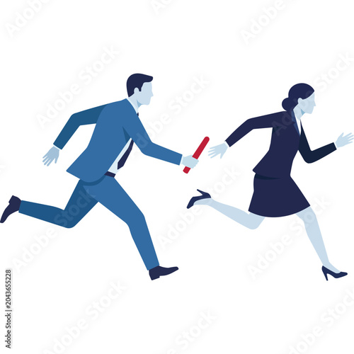 Bild auf Leinwand Business relay race vector illustration, corporate teamwork and handoff concept,