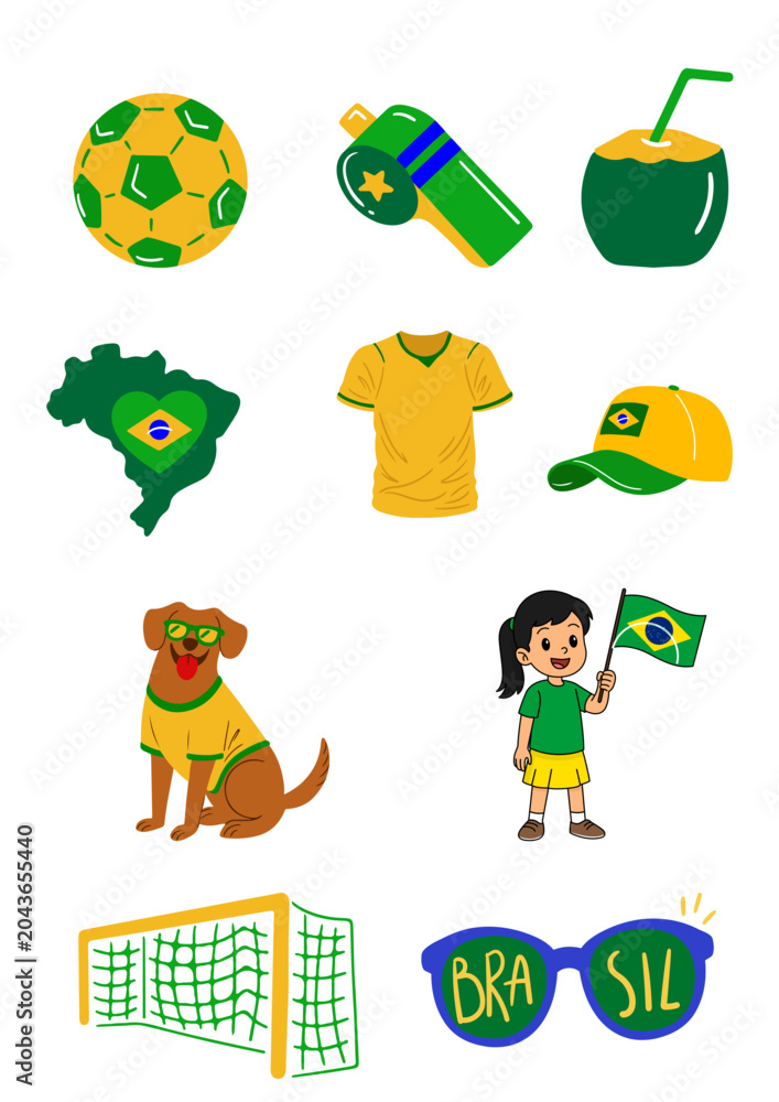 Fototapeta premium Brazil Football Kids Activity - Atividade Infantil de Futebol do Brasil 