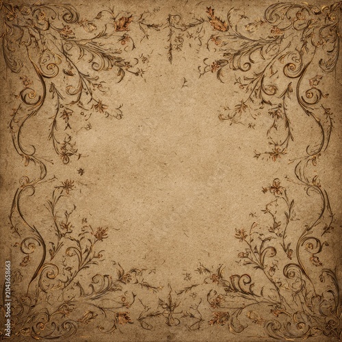 Classic Victorian-inspired ornamental border design with swirling swirls and frame embellishments