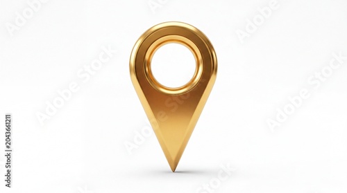 Shiny gold map pin icon for navigation and location