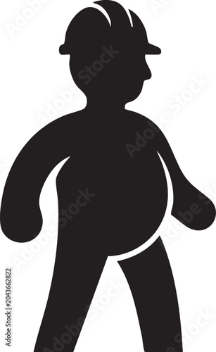 Silhouette of a construction worker wearing a hard hat
