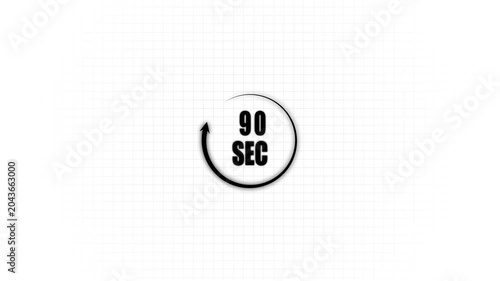90 seconds timer countdown circle animation with minimalist grid background, for presentations and media
