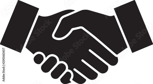 Black handshake icon on vector illustration