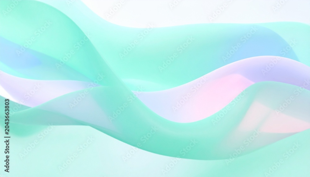 Fototapeta premium Wavy abstract shapes flow gently across a pastel colored background