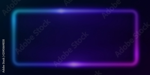 Neon Gradient Dark Abstract Background With Glowing Blue Purple Rectangle