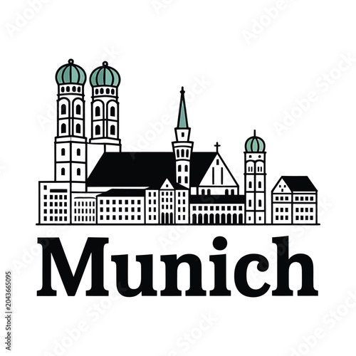 munich skyline vector illustration cityscape architecture landmark