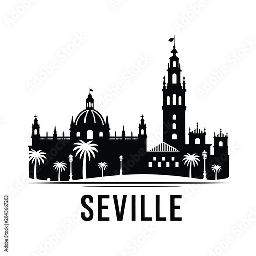 seville skyline silhouette on white background cityscape