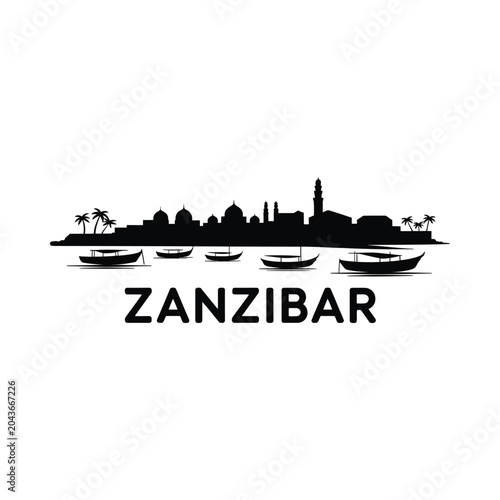 zanzibar skyline silhouette on white background cityscape