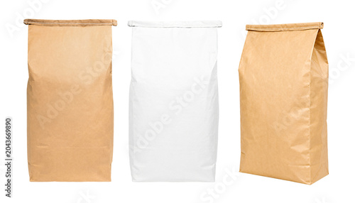 charcoal paper bag kraft and white isolated