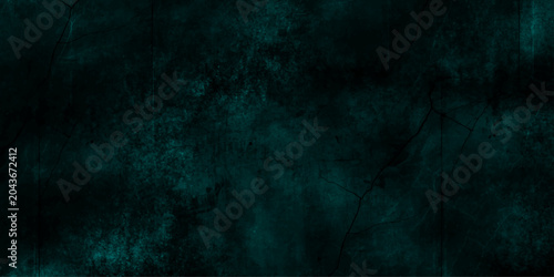 Foto Dark green grunge texture background, moody abstract distressed surface, vintage rough wall pattern, deep cyan-black tones, smoky worn backdrop, cinematic minimalist style