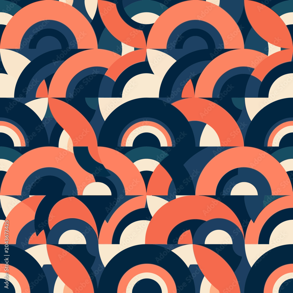 Fototapeta premium Vibrant geometric wave pattern in orange and blue