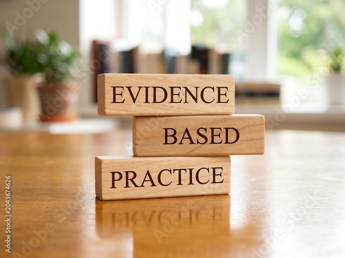 Wooden Blocks with Evidence Based Practice on a Desk