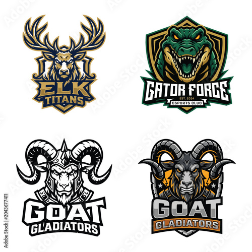 Esports team logos featuring animal mascots