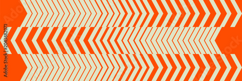 Abstract Geometric Banner Background with Dynamic Orange and Beige Chevron Arrows