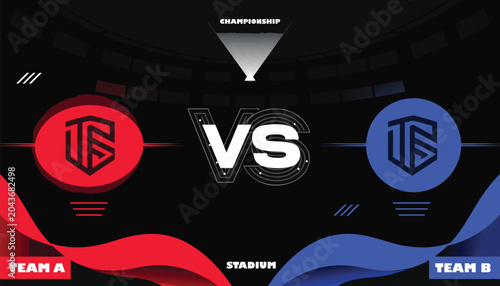 Foto Sports rivalry poster with team logos and stadium background