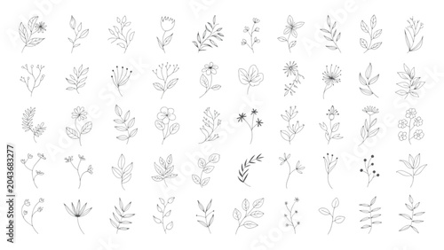 Bild auf Leinwand Set of black hand drawn doodle math symbols and numbers for education and design