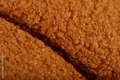 Quadro su tela Extreme close-up full-frame texture of brown curly sherpa fleece teddy fabric material