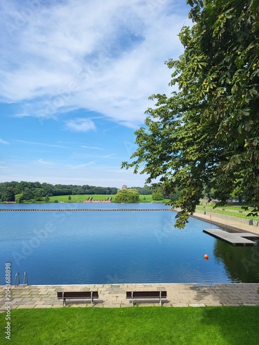 Peaceful morning at Stadtpark lake, Hamburg