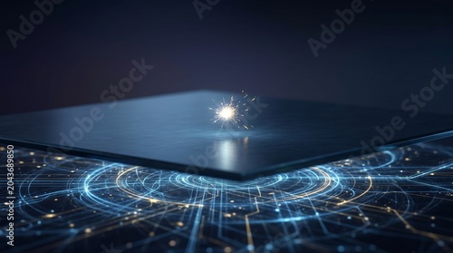 Revolutionary Digital Technology Platform Illustrating Advanced AI Processing and Data Connectivity for Future Innovation and High-Performance Computing