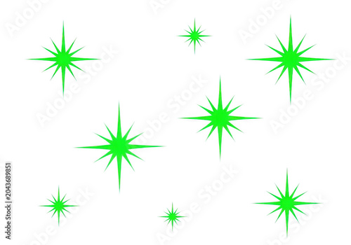 Green stars on a light background isolated on transparent background