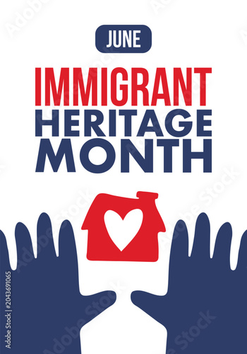 Immigrant Heritage Month in United States. Multicultural concept. American flag. Social media template. Vector illustration