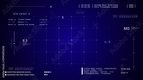 Sci-Fi Digital Information Interface HUD digital Data User Interface screen text. Blue background