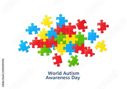 Colorful jigsaw puzzle pieces in a scattered formation isolated on transparent background