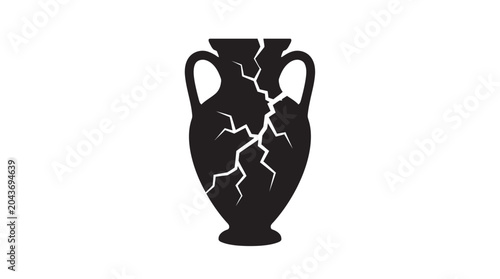 Tableau sur toile broken vase silhouette cracked pottery artifact antique