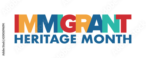 Immigrant Heritage Month in United States. Multicultural concept. American flag. Social media template. Vector illustration