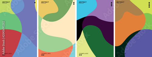 Canvastavla Creative set of four abstract posters with bold fluid shapes and diverse color combinations for modern design project templates or digital marketing assets and print work