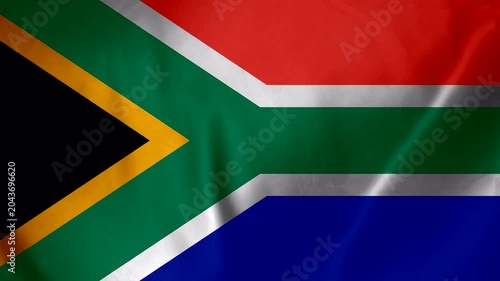 South Africa flag waving fabric texture close up national symbol of South Africa country patriotic background