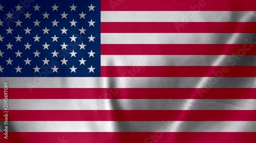 American flag waving with metallic texture and subtle ripples showing stars and stripes in red white and blue colors