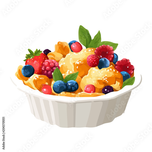Canvastavla Fruit Cobbler flat vector illustration in a modern and simple 2D style, placed on a white background