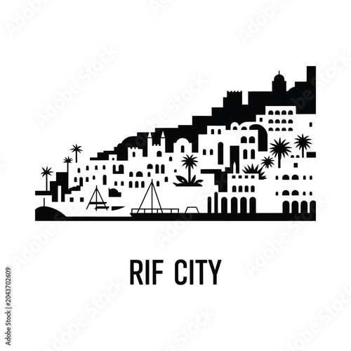 Fotografie city skyline silhouette on white background architecture