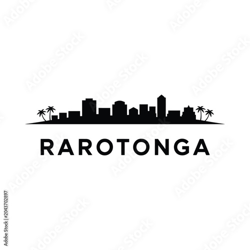 Tableau sur toile rarotonga skyline silhouette on white background cityscape